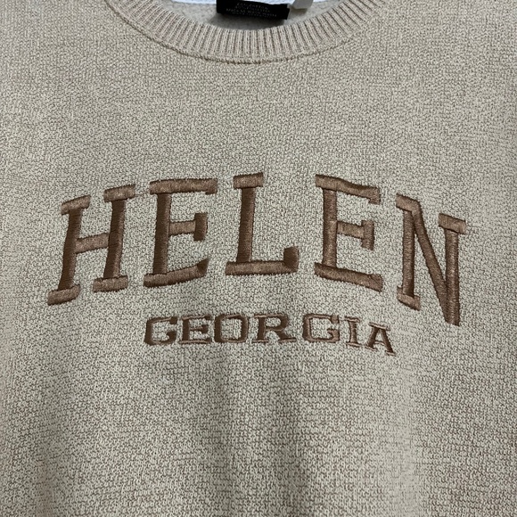 Comfortex Unisex Beige Cotton Blend Long Sleeve ‘HELEN GEORGIA’ Sweatshirt Sz-M - Picture 2 of 5